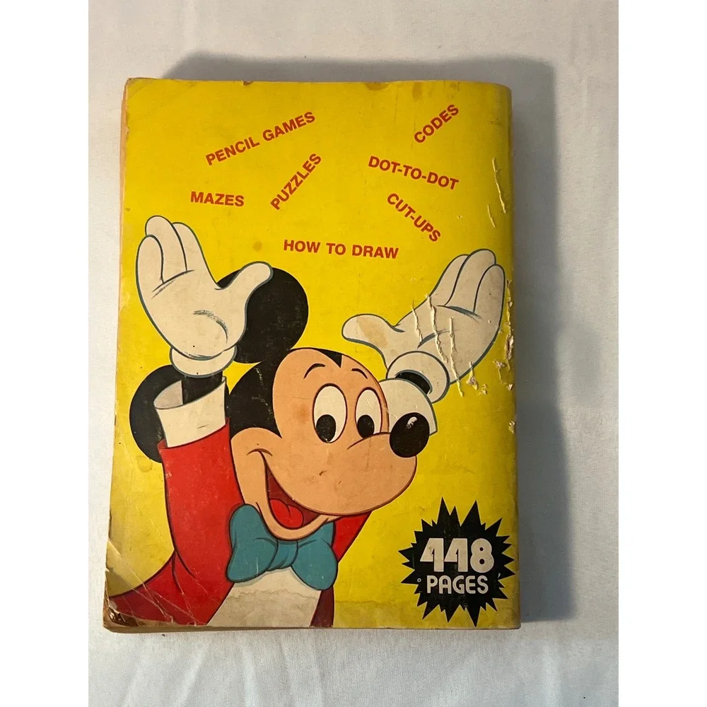 Vintage‎ Walt Disney Mickey Mouse Giant Fun Book 448 Pages Puzzles Games Drawing